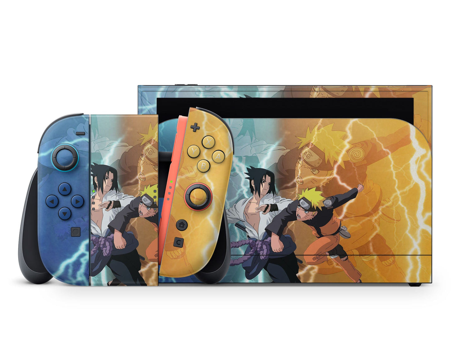 Anime Town Creations Nintendo Switch 2 Naruto vs. Sasuke Vinyl +Tempered Glass Skins - Anime Naruto Switch 2 Skin