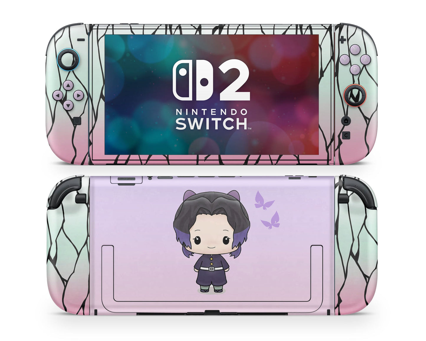 Anime Town Creations Nintendo Switch 2 Demon Slayer Chibi Shinobu Vinyl only Skins - Anime Demon Slayer Switch 2 Skin