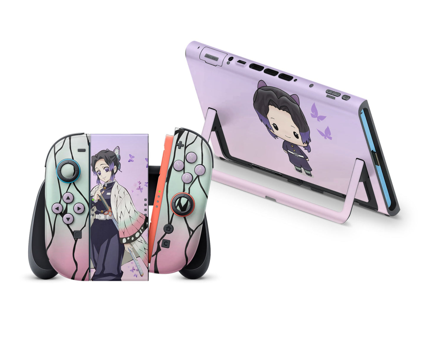 Anime Town Creations Nintendo Switch 2 Demon Slayer Chibi Shinobu Vinyl +Tempered Glass Skins - Anime Demon Slayer Switch 2 Skin