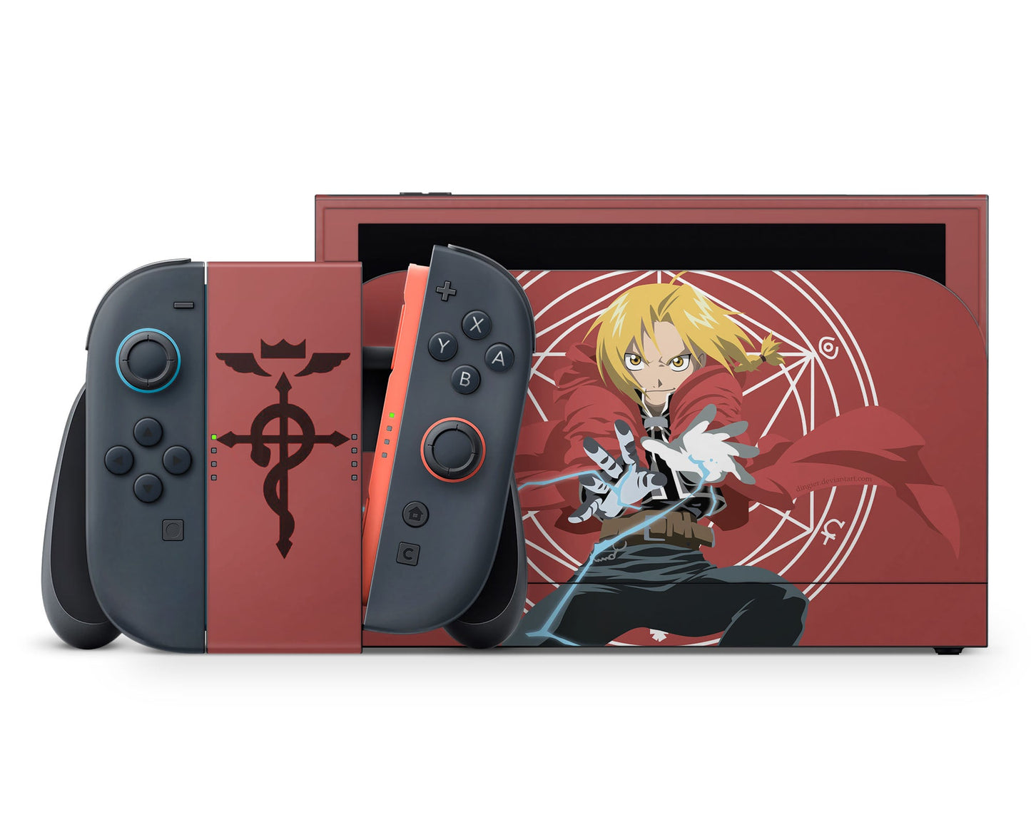 Anime Town Creations Nintendo Switch 2 Full Metal Alchemist Edward & Alphonse Minimalist Vinyl +Tempered Glass Skins - Anime Full Metal Alchemist Switch 2 Skin