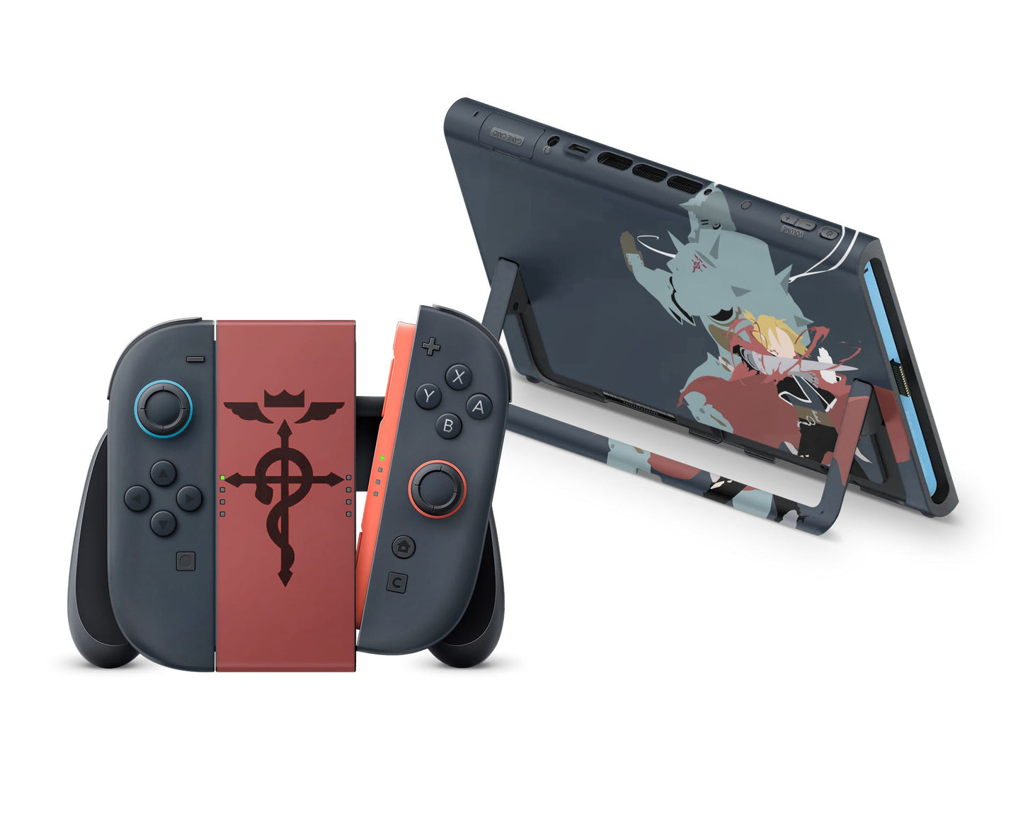 Anime Town Creations Nintendo Switch 2 Full Metal Alchemist Edward & Alphonse Minimalist Vinyl +Tempered Glass Skins - Anime Full Metal Alchemist Switch 2 Skin