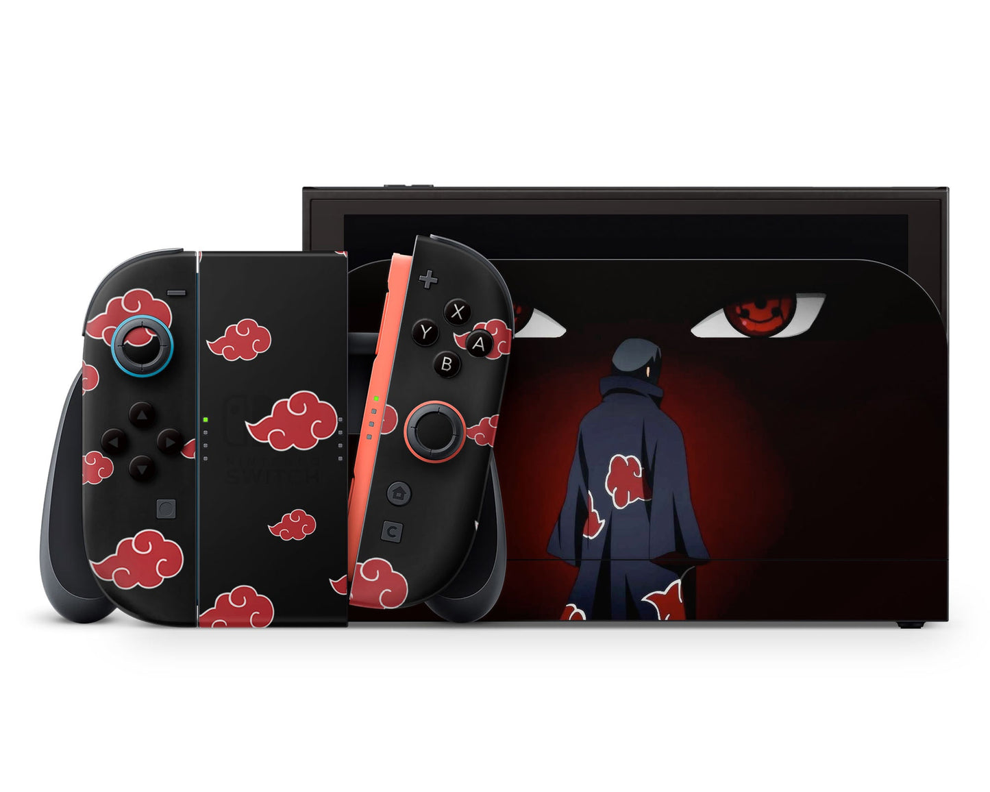 Anime Town Creations Nintendo Switch 2 Itachi Tsukuyomi Akatsuki Vinyl +Tempered Glass Skins - Anime Naruto Switch 2 Skin