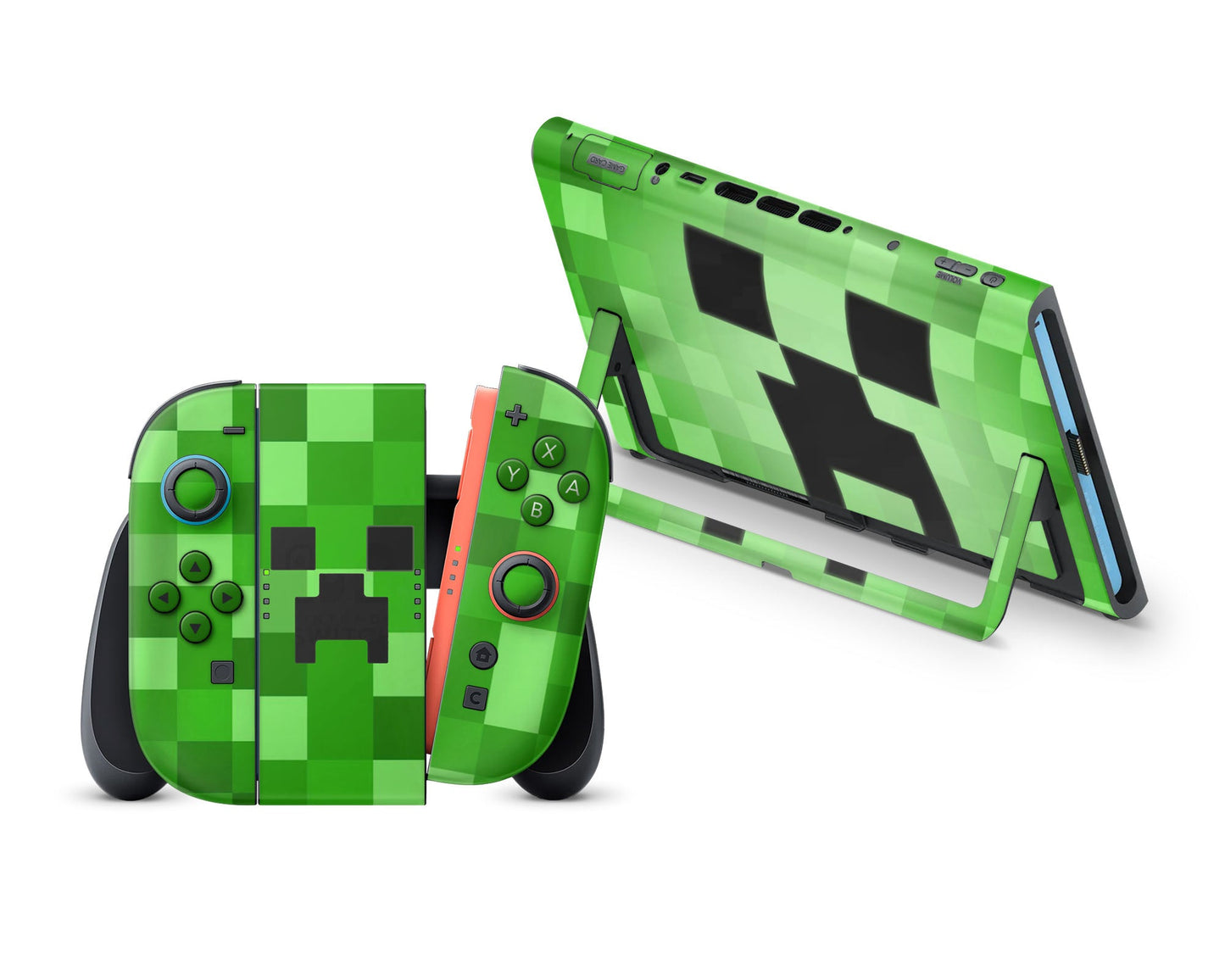 Anime Town Creations Nintendo Switch 2 Minecraft Creeper Face Vinyl +Tempered Glass Skins - Anime Minecraft Switch 2 Skin