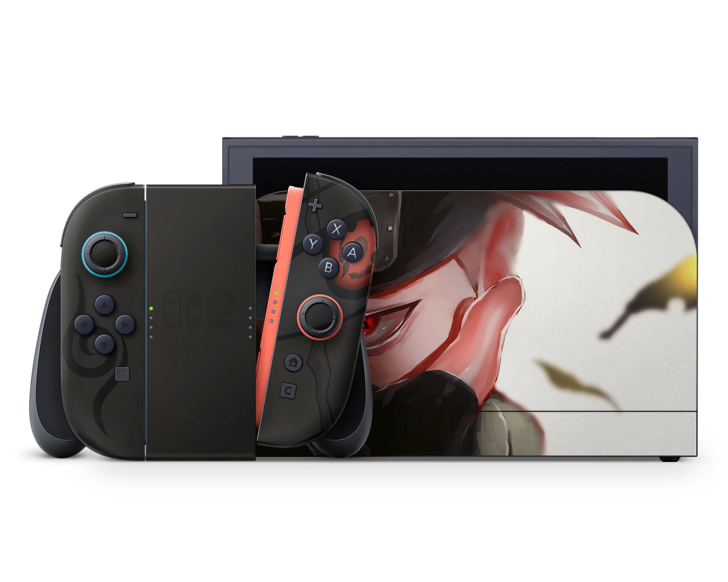 Anime Town Creations Nintendo Switch 2 Kakashi Sharingan Dark Vinyl +Tempered Glass Skins - Anime Naruto Switch 2 Skin