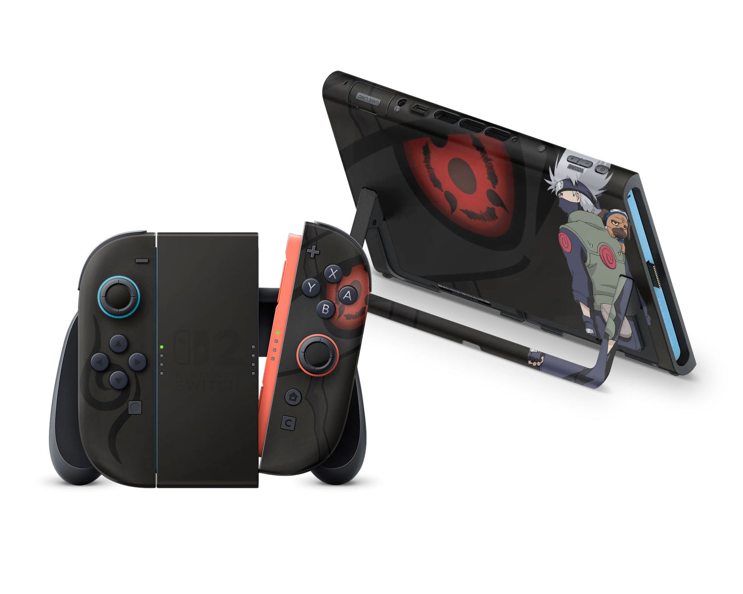 Anime Town Creations Nintendo Switch 2 Kakashi Sharingan Dark Vinyl +Tempered Glass Skins - Anime Naruto Switch 2 Skin
