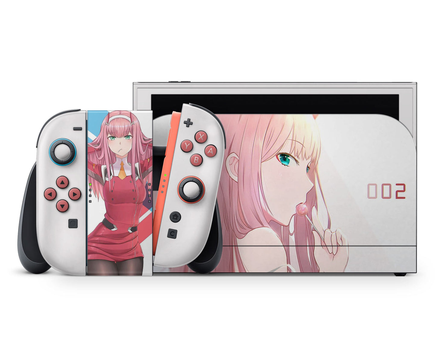Anime Town Creations Nintendo Switch 2 Darling in the Franxx Zero Two Kawaii Vinyl +Tempered Glass Skins - Anime Darling in the Franxx Switch 2 Skin
