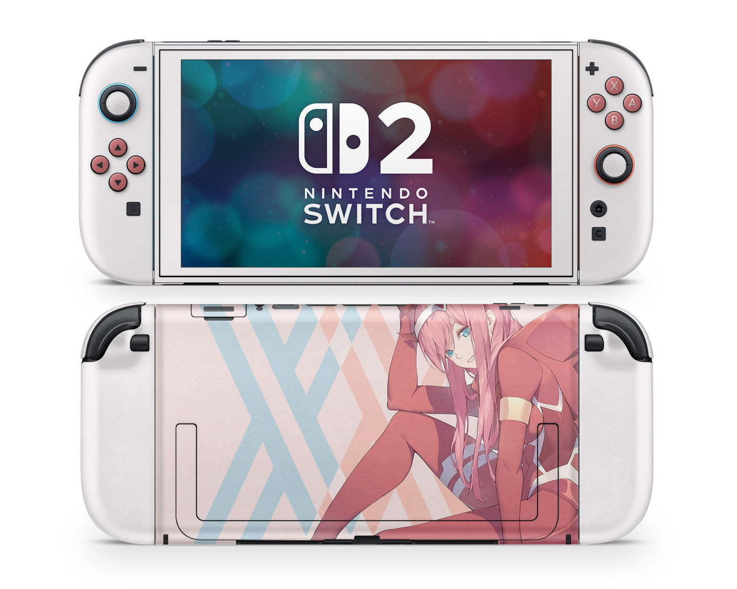 Anime Town Creations Nintendo Switch 2 Darling in the Franxx Zero Two Kawaii Vinyl only Skins - Anime Darling in the Franxx Switch 2 Skin