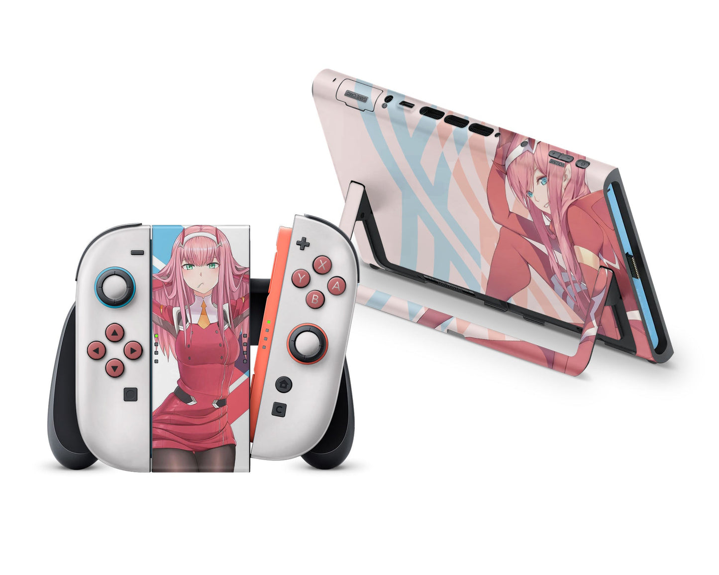 Anime Town Creations Nintendo Switch 2 Darling in the Franxx Zero Two Kawaii Vinyl +Tempered Glass Skins - Anime Darling in the Franxx Switch 2 Skin