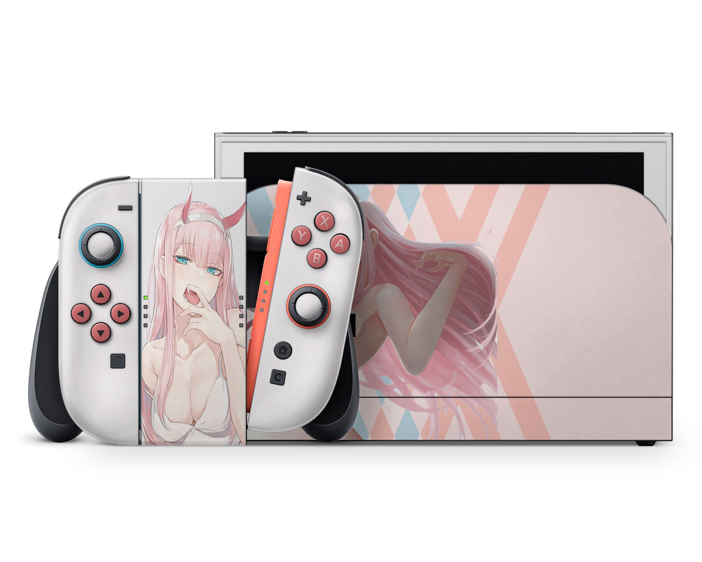 Anime Town Creations Nintendo Switch 2 Darling in the Franxx Zero Two Vinyl +Tempered Glass Skins - Anime Darling in the Franxx Switch 2 Skin