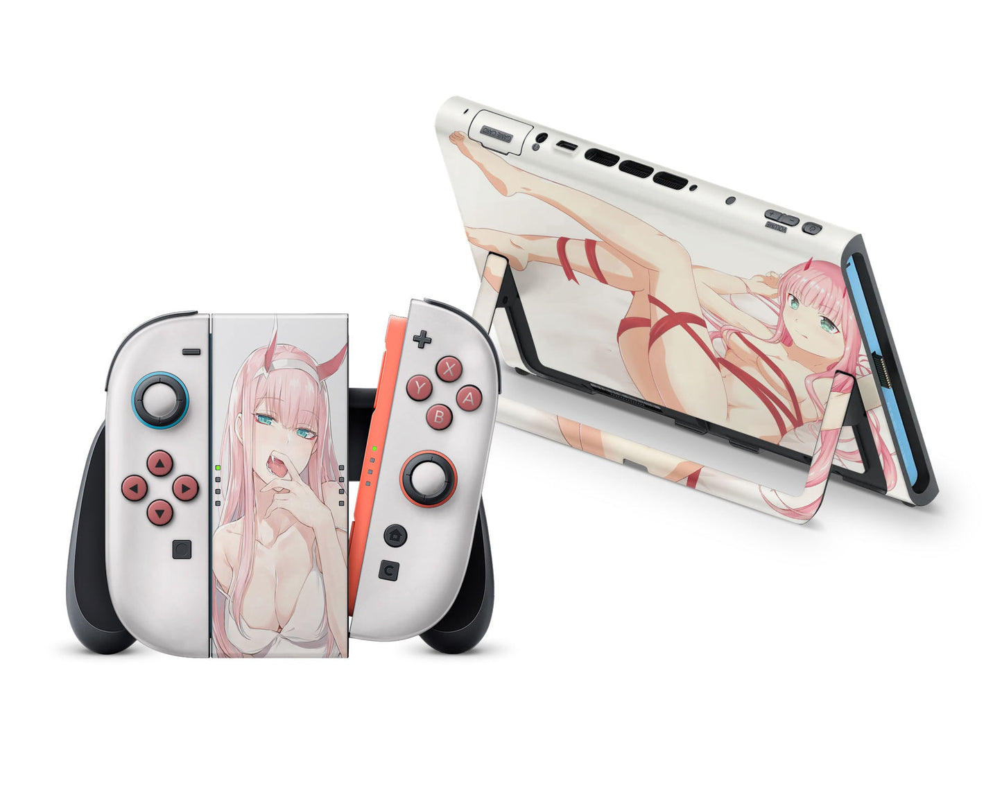 Anime Town Creations Nintendo Switch 2 Darling in the Franxx Zero Two Vinyl +Tempered Glass Skins - Anime Darling in the Franxx Switch 2 Skin