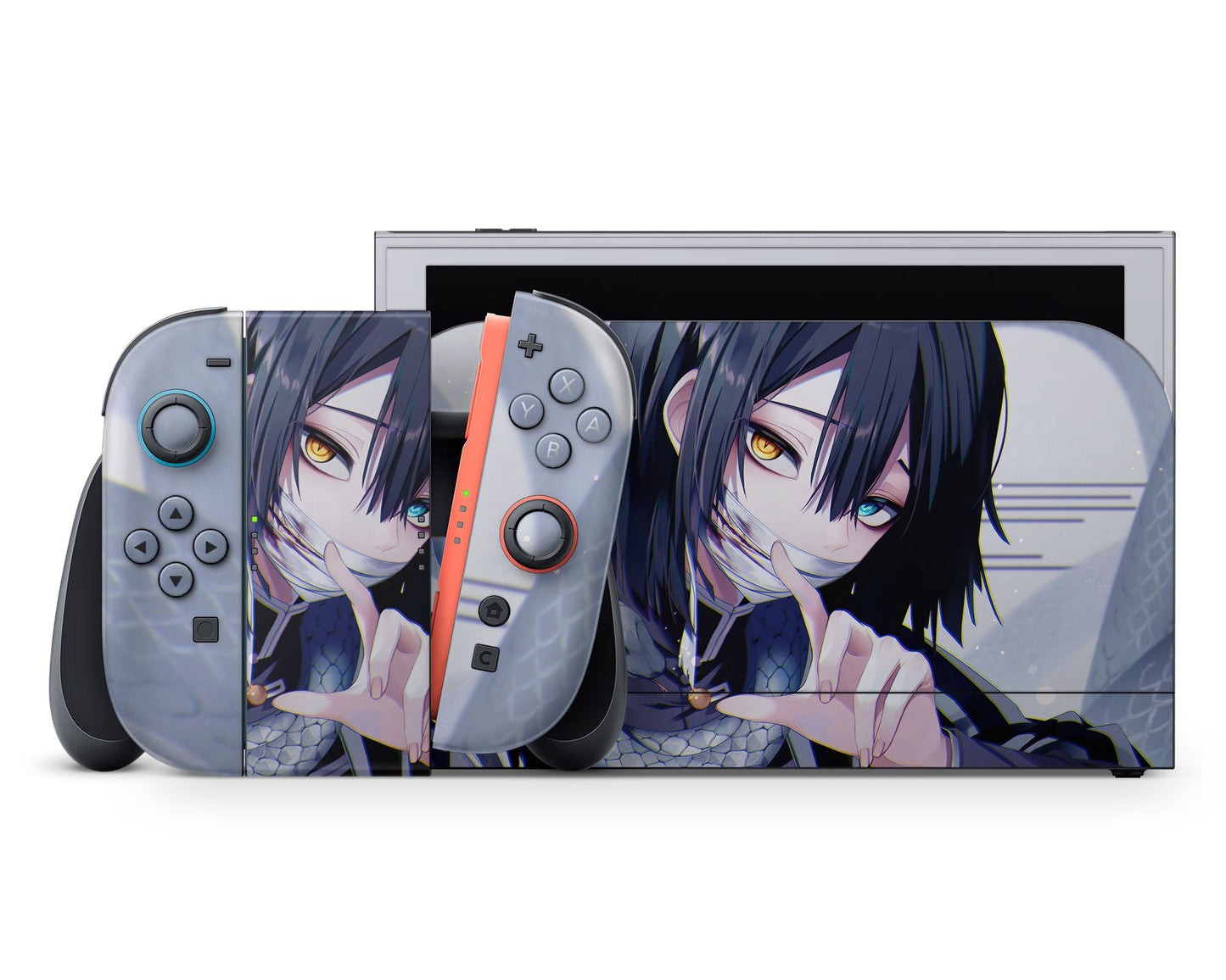 Anime Town Creations Nintendo Switch 2 Demon Slayer Obanai Iguro Serpent Hashira Vinyl +Tempered Glass Skins - Anime Demon Slayer Switch 2 Skin