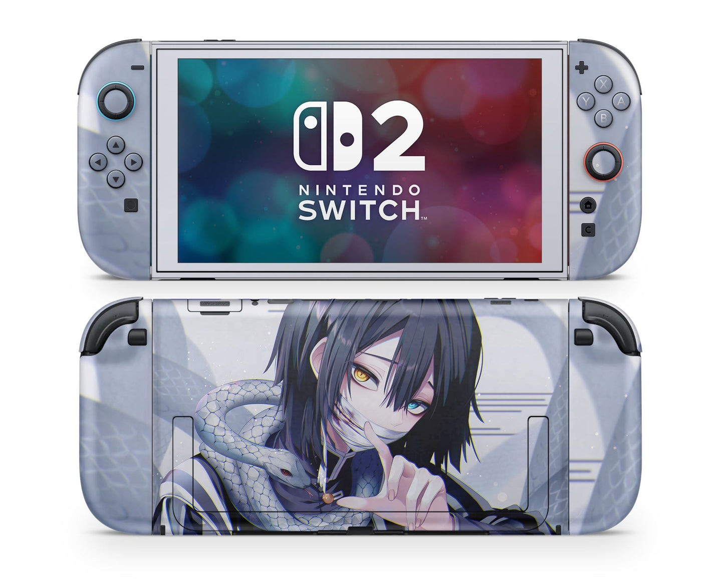 Anime Town Creations Nintendo Switch 2 Demon Slayer Obanai Iguro Serpent Hashira Vinyl only Skins - Anime Demon Slayer Switch 2 Skin