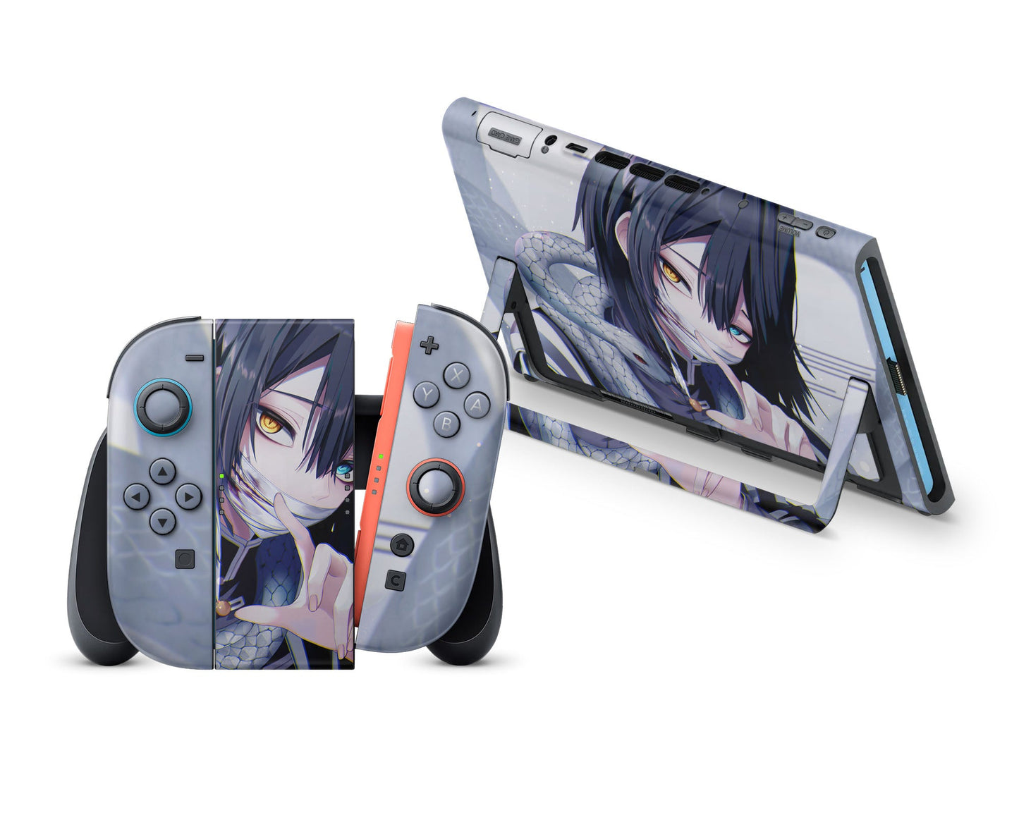 Anime Town Creations Nintendo Switch 2 Demon Slayer Obanai Iguro Serpent Hashira Vinyl +Tempered Glass Skins - Anime Demon Slayer Switch 2 Skin