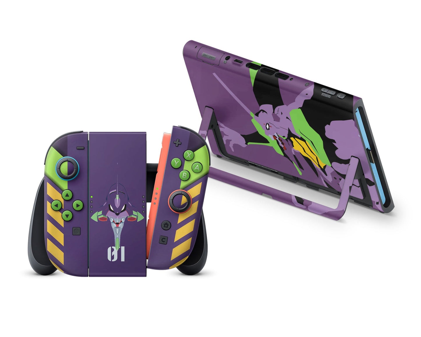 Anime Town Creations Nintendo Switch 2 Neon Evangelion Genesis Unit 01 Vinyl +Tempered Glass Skins - Anime Neon Evangelion Genesis Switch 2 Skin