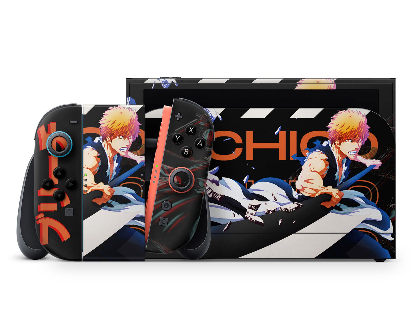 Anime Town Creations Nintendo Switch 2 Bleach Kurosaki Ichigo Vinyl +Tempered Glass Skins - Anime Bleach Switch 2 Skin