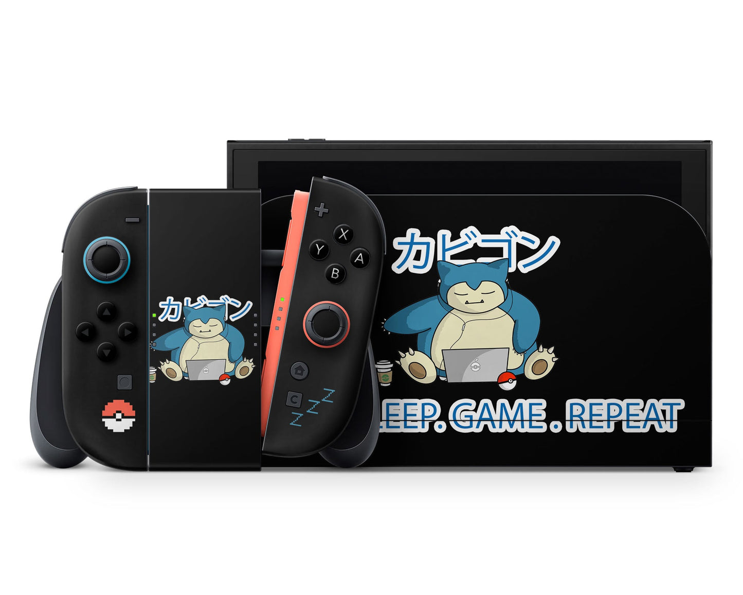Anime Town Creations Nintendo Switch 2 Snorlax Eat Sleep Game Repeat Vinyl +Tempered Glass Skins - Anime Pokemon Switch 2 Skin