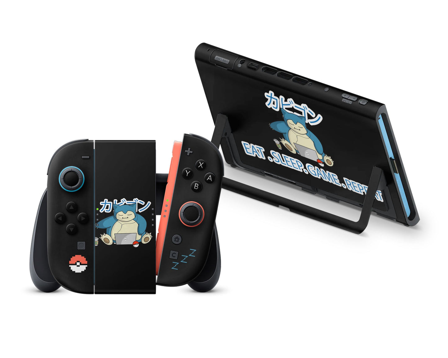 Anime Town Creations Nintendo Switch 2 Snorlax Eat Sleep Game Repeat Vinyl +Tempered Glass Skins - Anime Pokemon Switch 2 Skin
