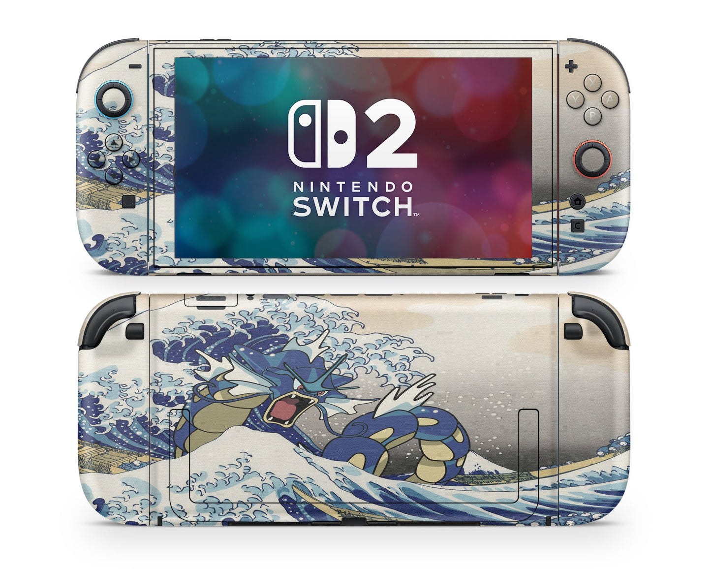 Anime Town Creations Nintendo Switch 2 Gyarados Great Wave Off Kanagawa Vinyl only Skins - Anime Pokemon Switch 2 Skin