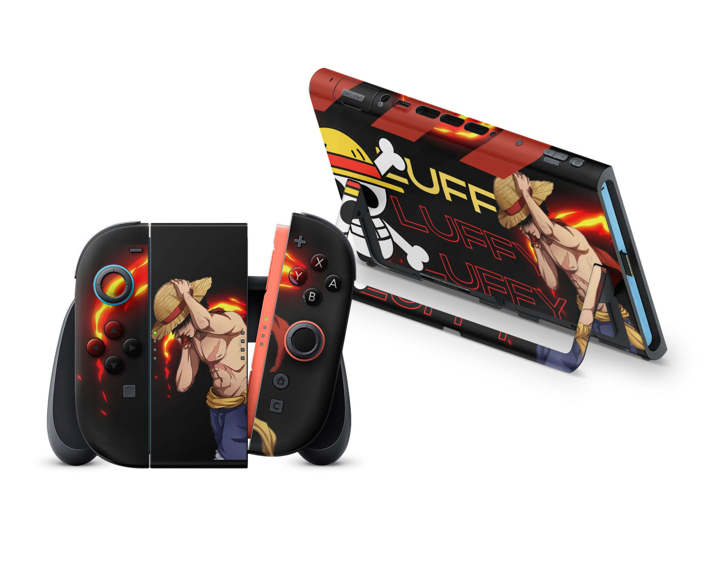 Anime Town Creations Nintendo Switch 2 One Piece Luffy Logo Vinyl +Tempered Glass Skins - Anime One Piece Switch 2 Skin