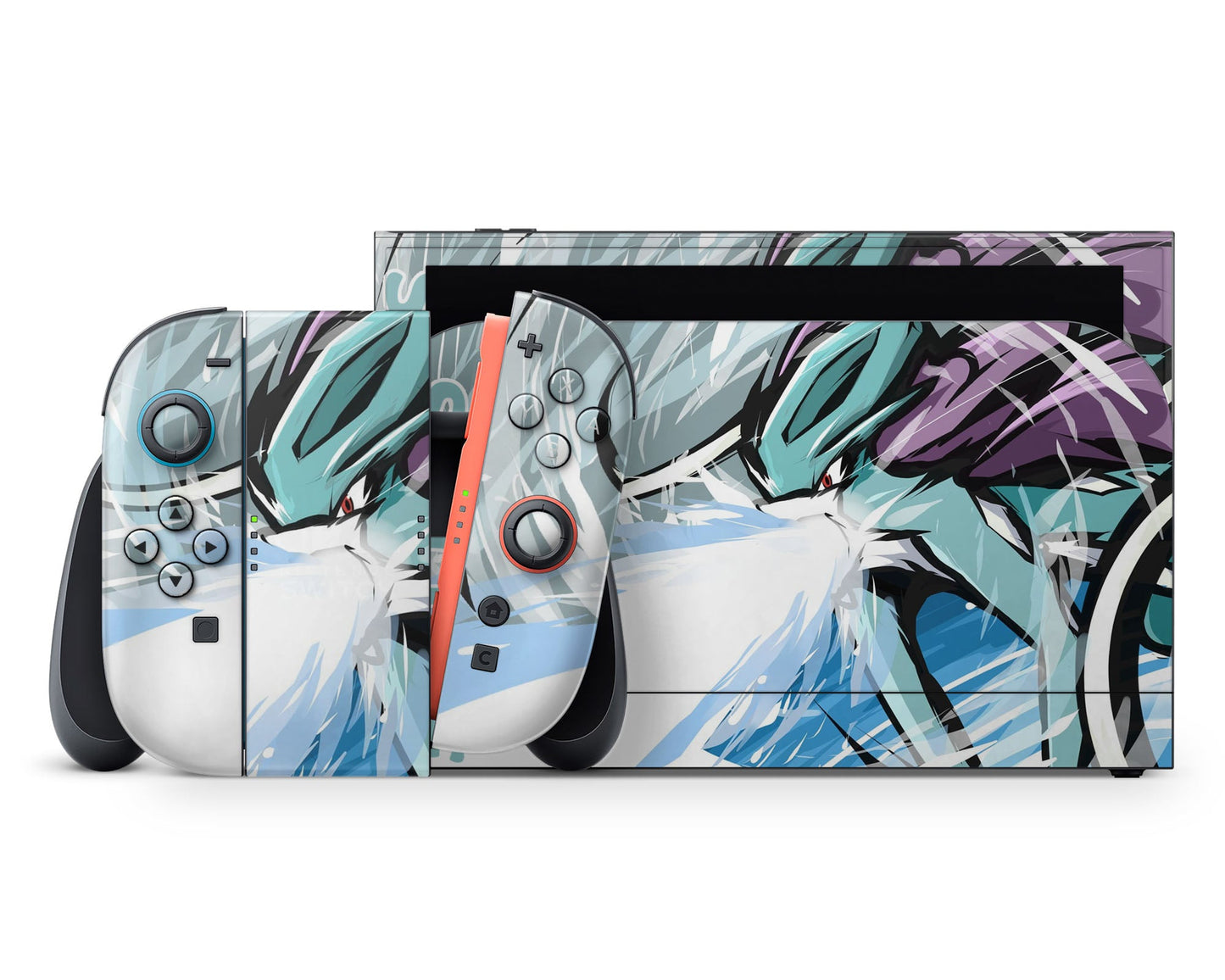 Anime Town Creations Nintendo Switch 2 Pokemon Suicune Vinyl +Tempered Glass Skins - Anime Pokemon Switch 2 Skin