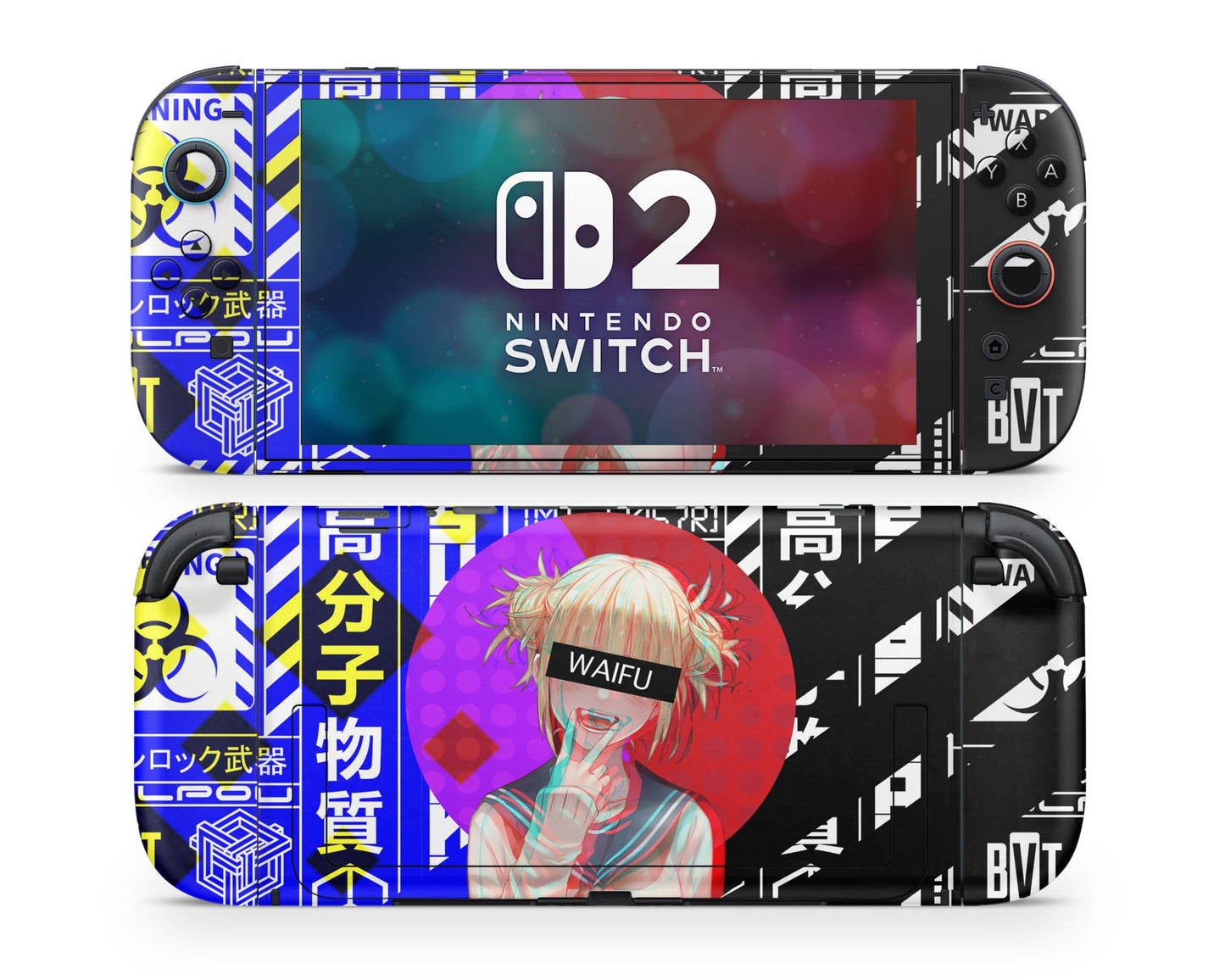 Anime Town Creations Nintendo Switch 2 Himiko Toga Waifu Glitch Vinyl only Skins - Anime My Hero Academia Switch 2 Skin