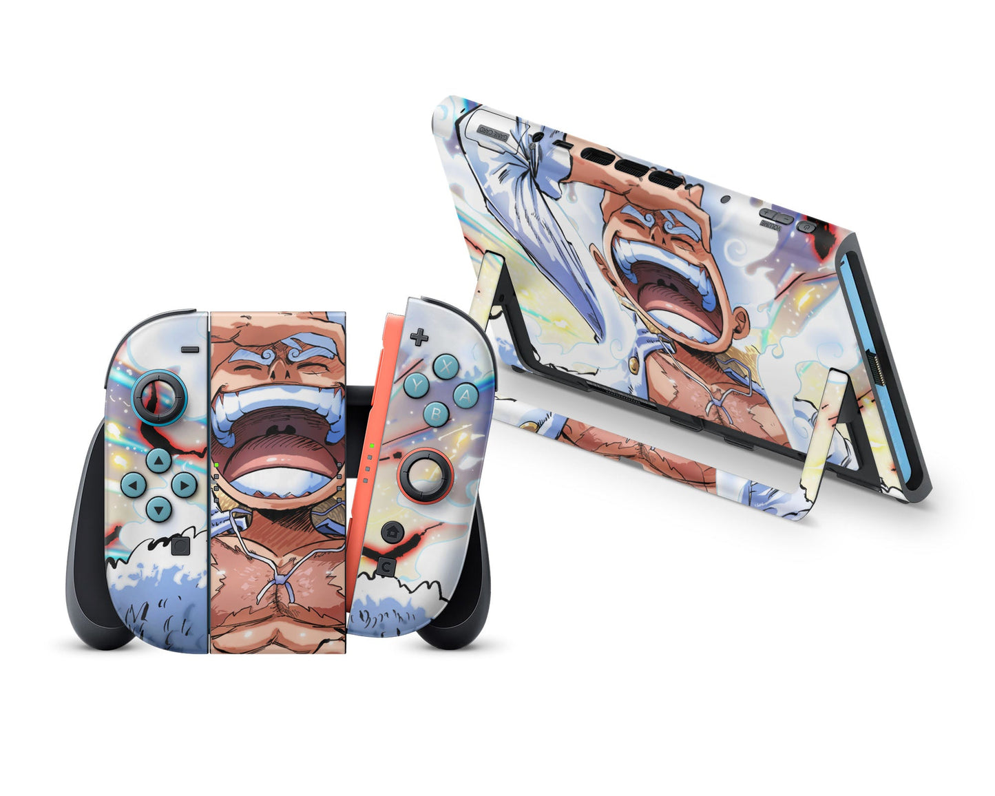 Anime Town Creations Nintendo Switch 2 One Piece Luffy Gear 5 Awakening Vinyl +Tempered Glass Skins - Anime One Piece Switch 2 Skin