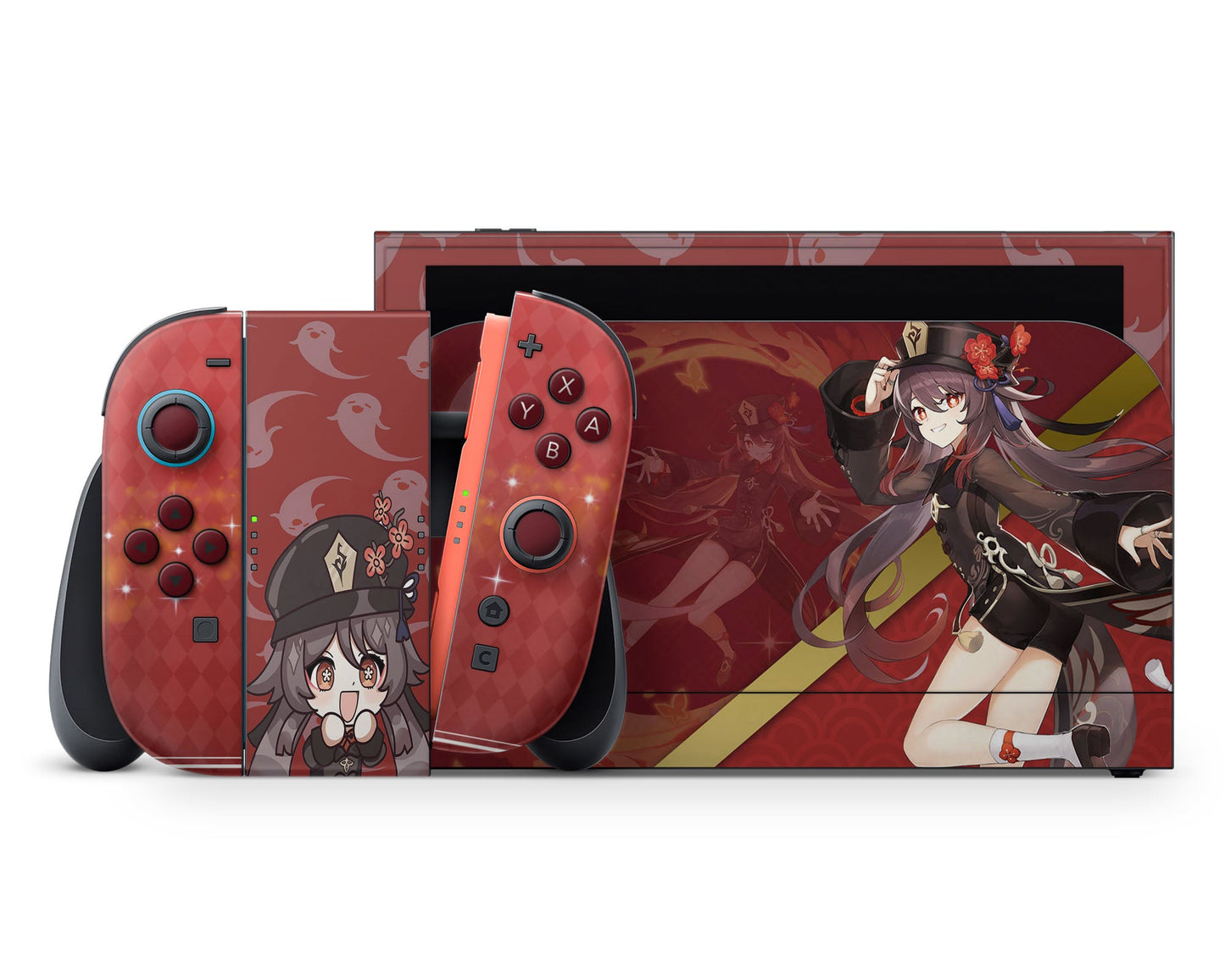 Anime Town Creations Nintendo Switch 2 Genshin Impact Hu Tao Vinyl +Tempered Glass Skins - Anime Genshin Impact Switch 2 Skin