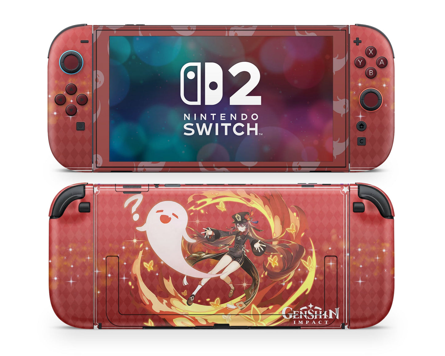 Anime Town Creations Nintendo Switch 2 Genshin Impact Hu Tao Vinyl only Skins - Anime Genshin Impact Switch 2 Skin