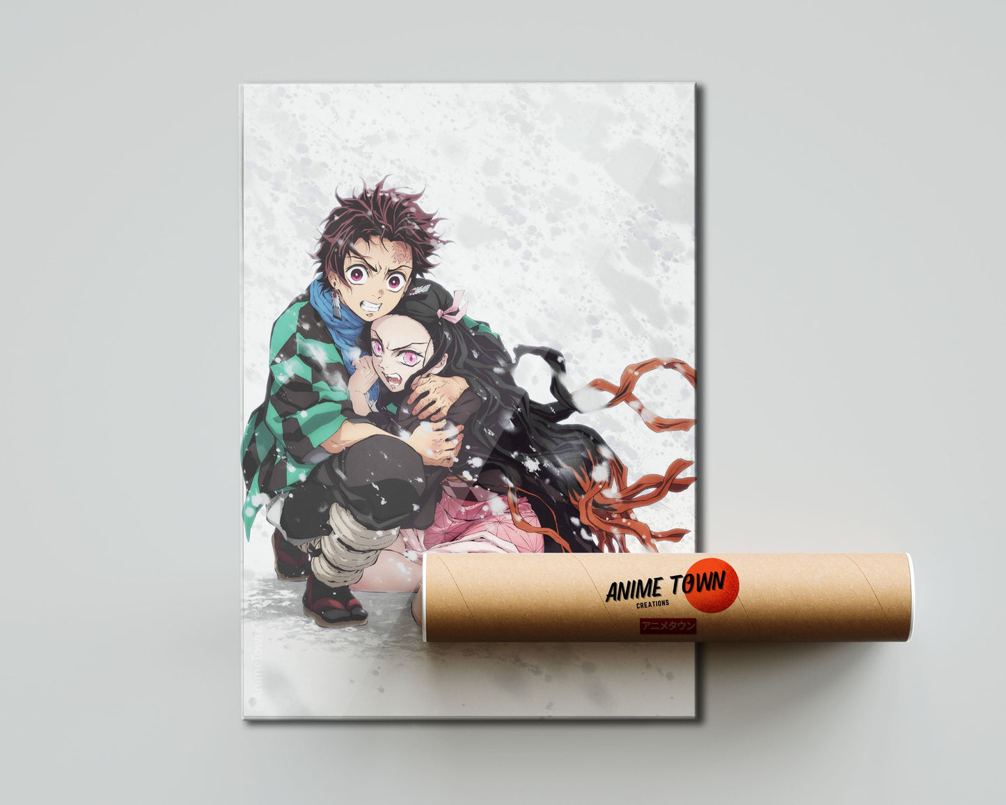 Anime Town Creations Poster Demon Slayer Tanjiro Nezuko Snowstorm 5" x 7" Home Goods - Anime Demon Slayer Poster