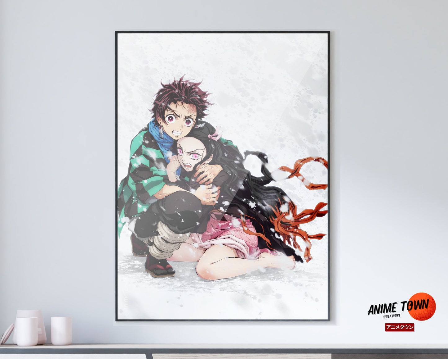 Anime Town Creations Poster Demon Slayer Tanjiro Nezuko Snowstorm 11" x 17" Home Goods - Anime Demon Slayer Poster