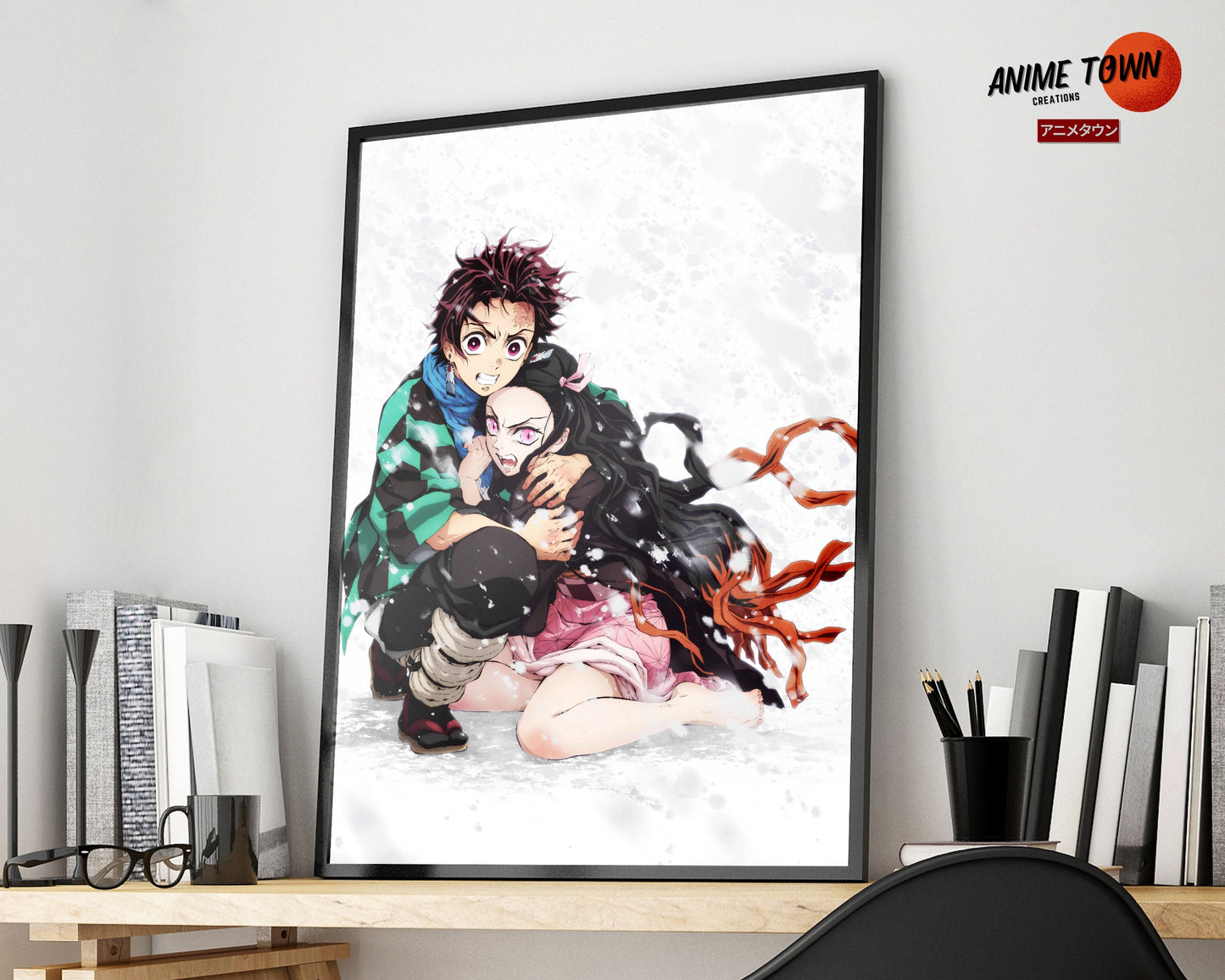 Anime Town Creations Poster Demon Slayer Tanjiro Nezuko Snowstorm 5" x 7" Home Goods - Anime Demon Slayer Poster
