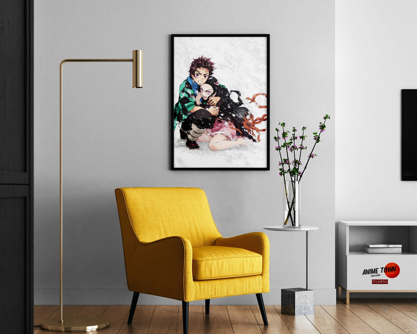 Anime Town Creations Poster Demon Slayer Tanjiro Nezuko Snowstorm 11" x 17" Home Goods - Anime Demon Slayer Poster
