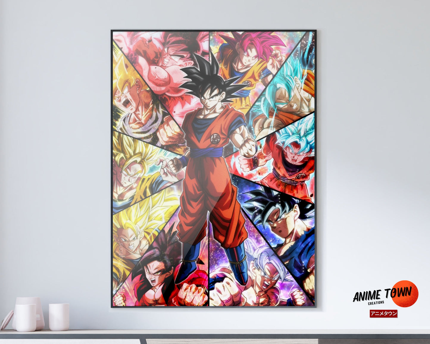 Anime Town Creations Poster Dragon Ball Goku Saiyan Frames 11" x 17" Home Goods - Anime Dragon Ball Poster