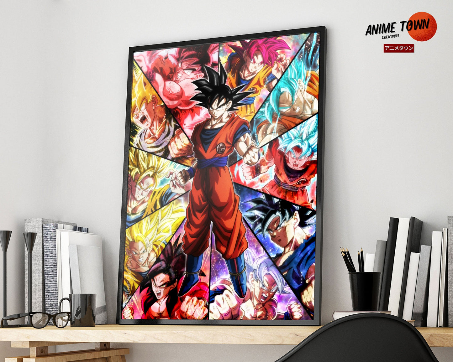 Anime Town Creations Poster Dragon Ball Goku Saiyan Frames 5" x 7" Home Goods - Anime Dragon Ball Poster