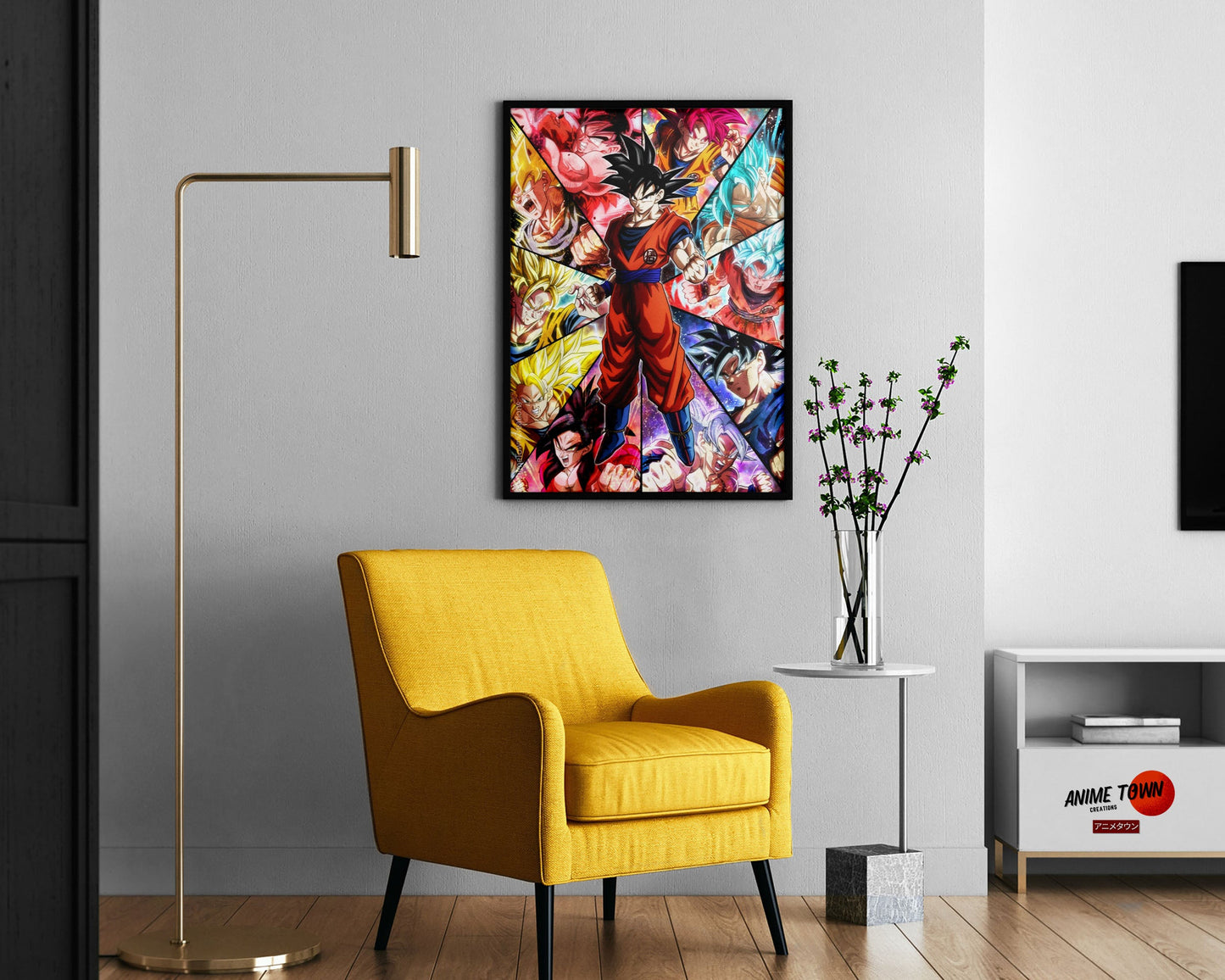 Anime Town Creations Poster Dragon Ball Goku Saiyan Frames 11" x 17" Home Goods - Anime Dragon Ball Poster