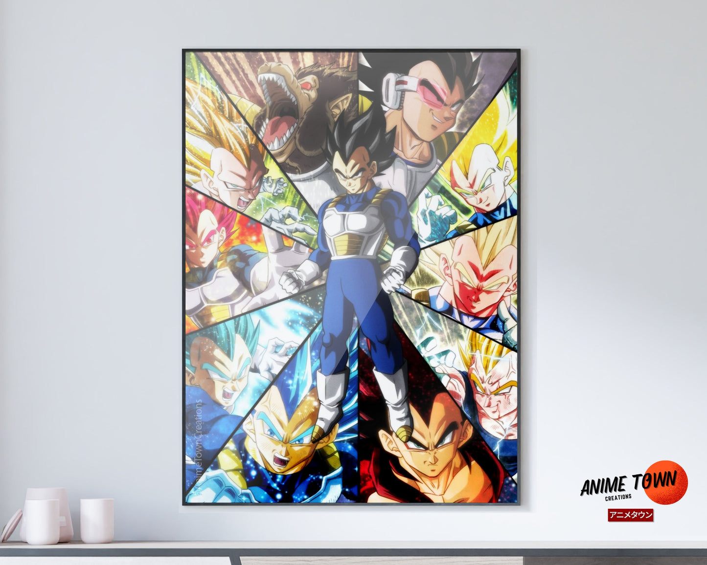 Anime Town Creations Poster Dragon Ball Vegeta Saiyan Frames 11" x 17" Home Goods - Anime Dragon Ball Poster