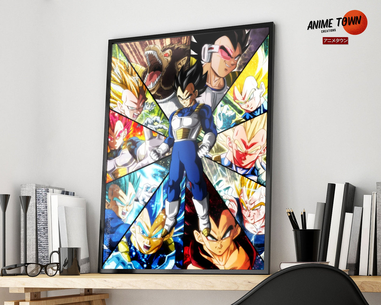 Anime Town Creations Poster Dragon Ball Vegeta Saiyan Frames 5" x 7" Home Goods - Anime Dragon Ball Poster