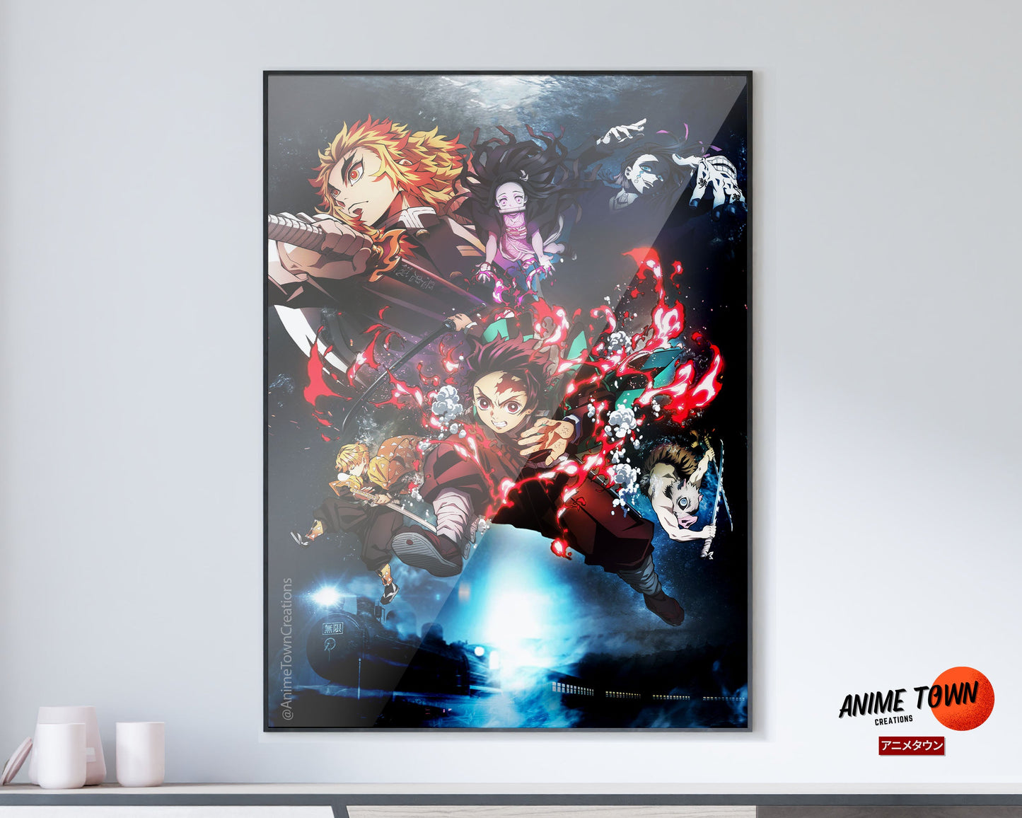 Anime Town Creations Poster Demon Slayer Mugen Train Textless 11" x 17" Home Goods - Anime Demon Slayer Poster