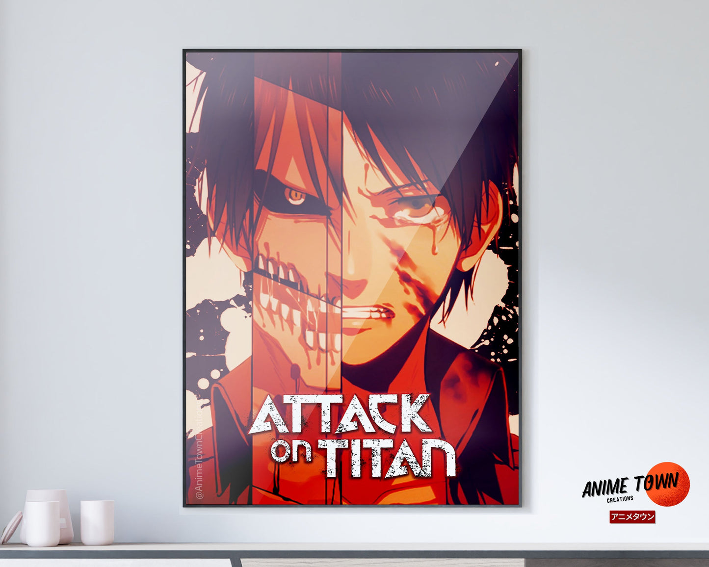 Anime Town Creations Poster Attack on Titan Eren Split 11" x 17" Home Goods - Anime Attack on Titan Poster