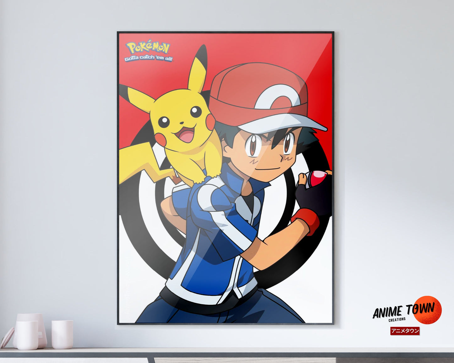 Anime Town Creations Poster Pokemon Ash and Pikachu 11" x 17" Home Goods - Anime Pokemon Poster