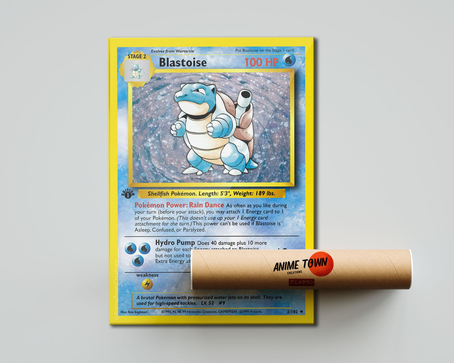 Anime Town Creations Poster Pokemon Blastoise Card 5" x 7" Home Goods - Anime Pokemon Poster