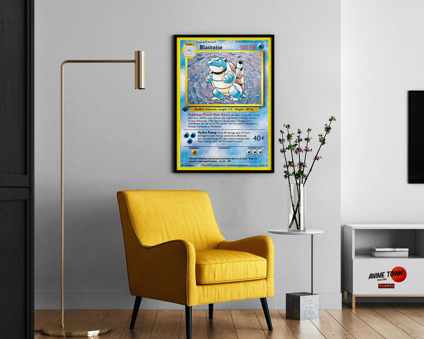 Anime Town Creations Poster Pokemon Blastoise Card 11" x 17" Home Goods - Anime Pokemon Poster