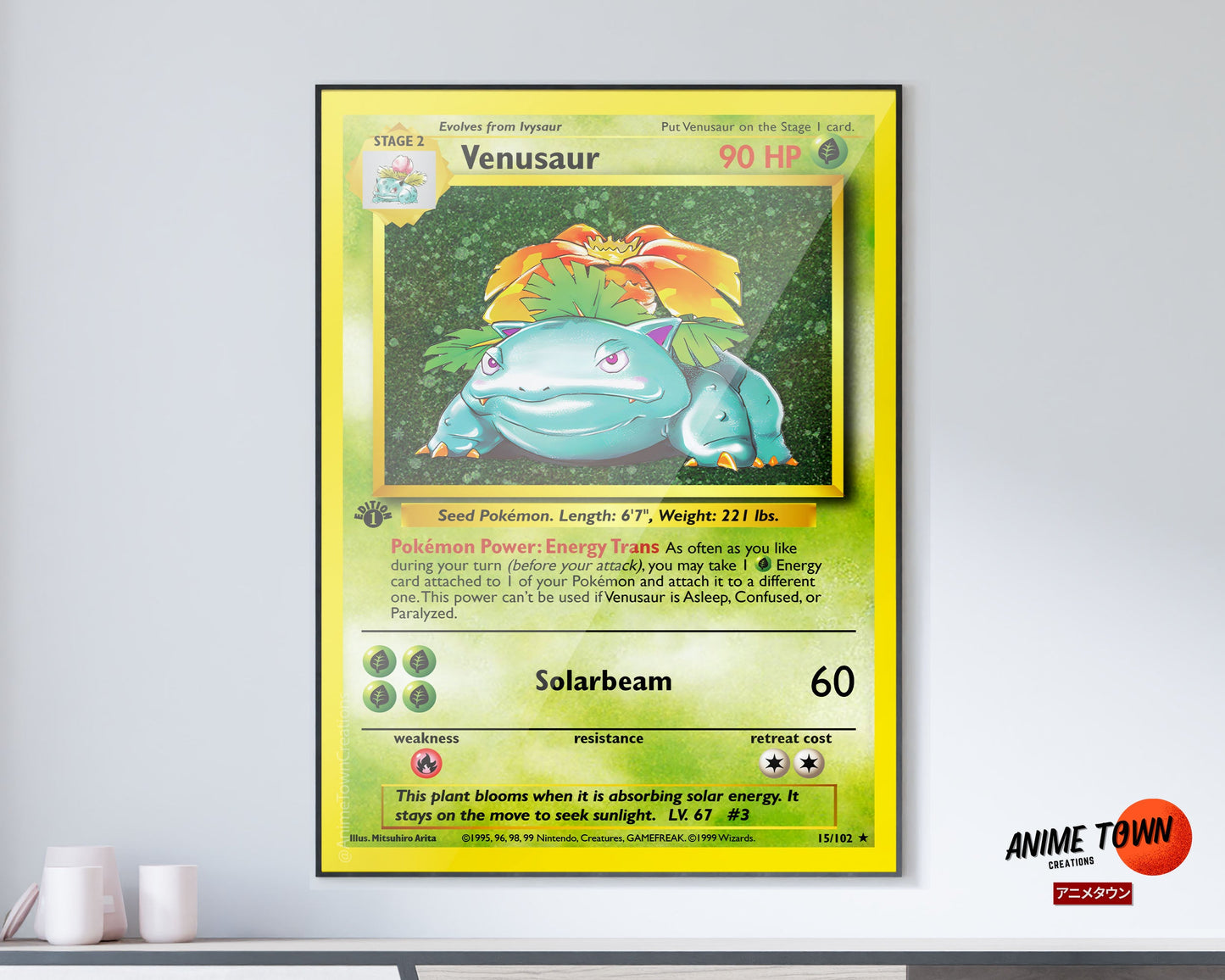 Anime Town Creations Poster Pokemon Venusaur Card 11" x 17" Home Goods - Anime Pokemon Poster