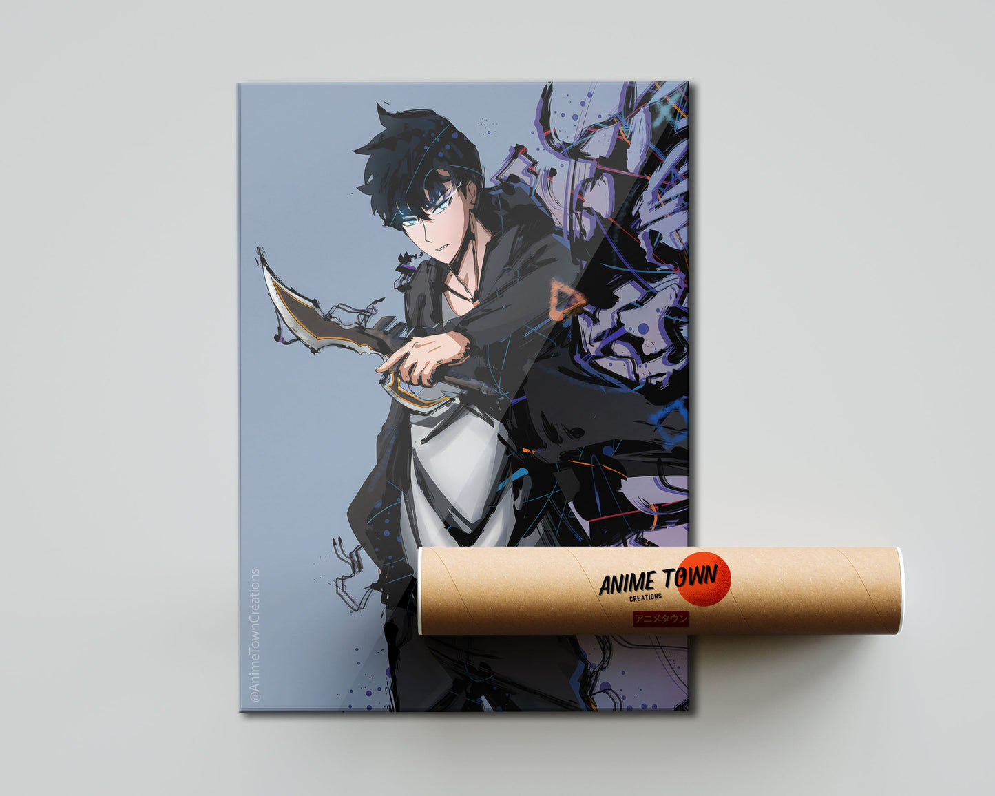 Anime Town Creations Poster Solo Leveling Jinwoo Minimalist 5" x 7" Home Goods - Anime Solo Leveling Poster