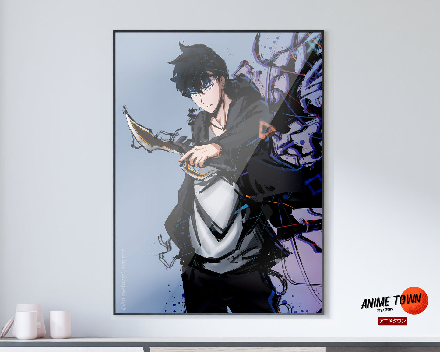 Anime Town Creations Poster Solo Leveling Jinwoo Minimalist 11" x 17" Home Goods - Anime Solo Leveling Poster