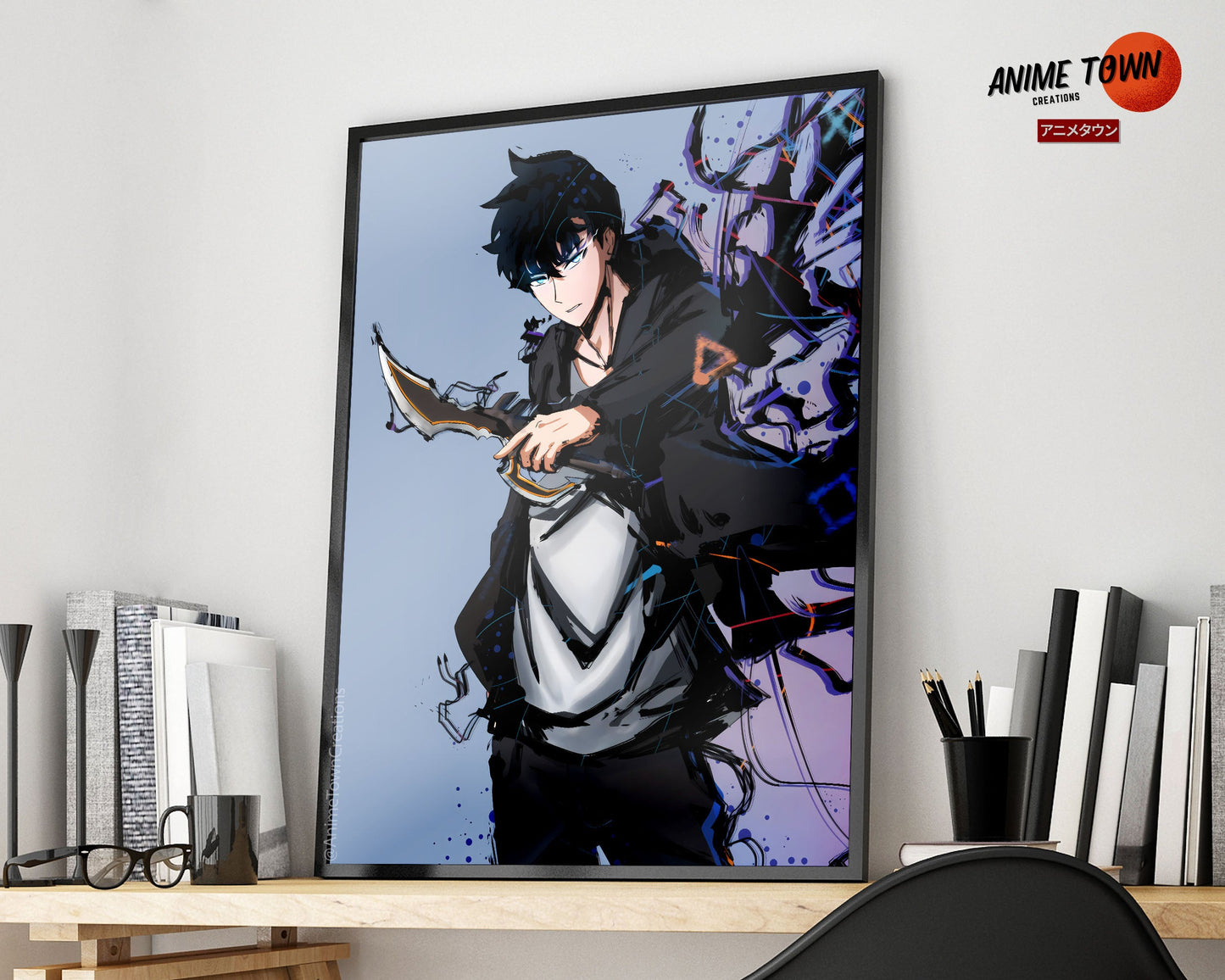Anime Town Creations Poster Solo Leveling Jinwoo Minimalist 5" x 7" Home Goods - Anime Solo Leveling Poster