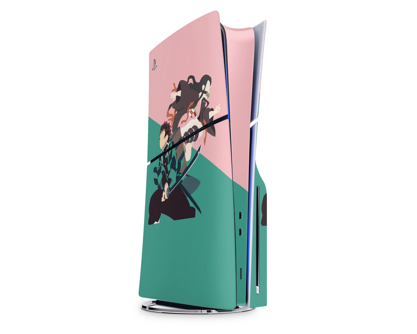 Anime Town Creations PS5 Slim Demon Slayer Green Pink PS5 Slim Skins - Anime Demon Slayer PS5 Slim Skin