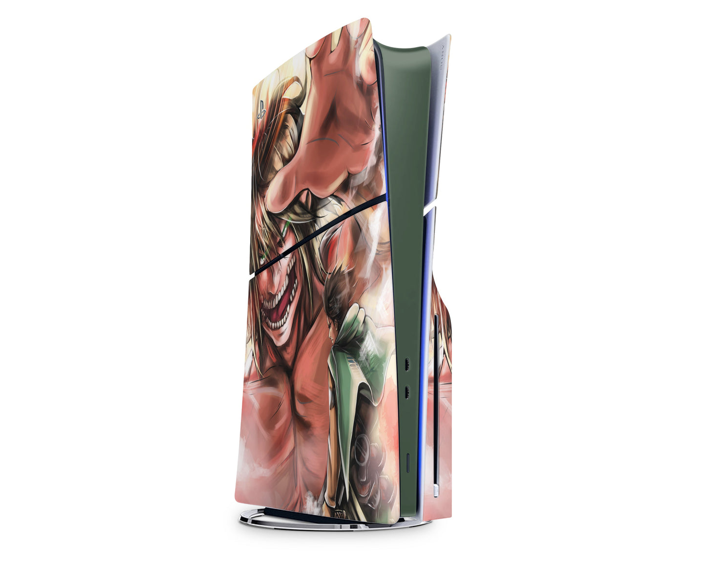 Anime Town Creations PS5 Slim Attack on Titan Eren Yeager Green PS5 Slim Skins - Anime Attack on Titan PS5 Slim Skin