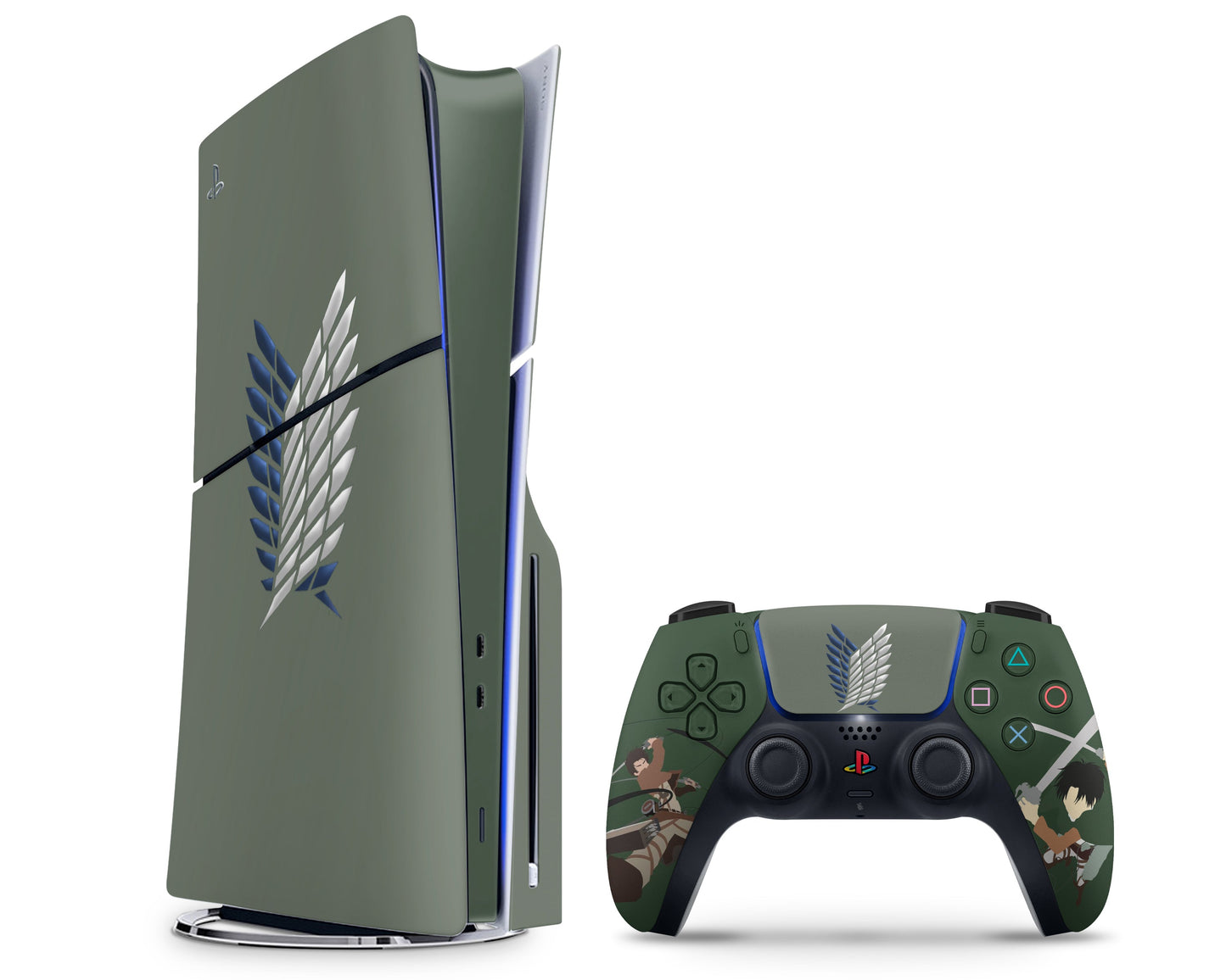 Anime Town Creations PS5 Slim Attack On Titan Survey Corps Green Minimalistic (Light) PS5 Slim Skins - Anime Attack on Titan PS5 Slim Skin