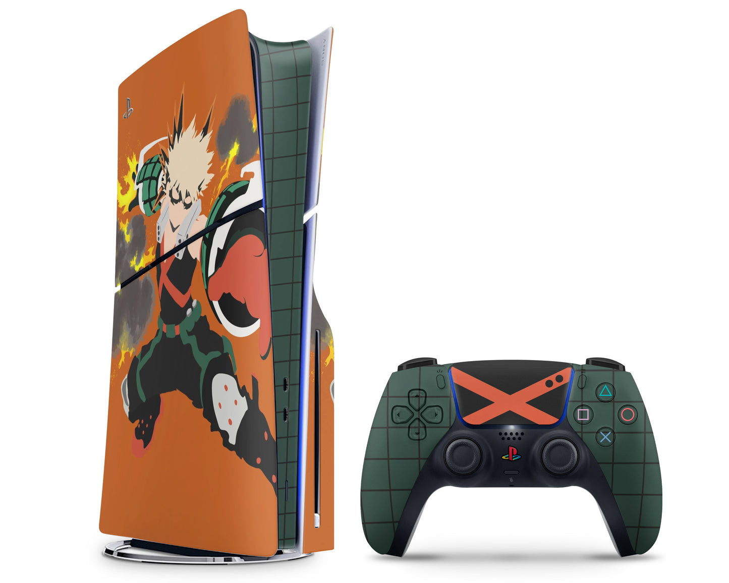 Anime Town Creations PS5 Slim Katsuki Bakugo Minimalist PS5 Slim Skins - Anime My Hero Academia PS5 Slim Skin
